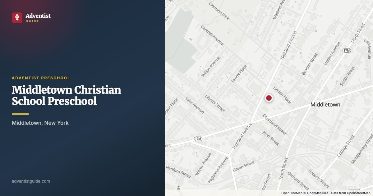 Map showing Middletown Christian School Preschool in Middletown, New York
