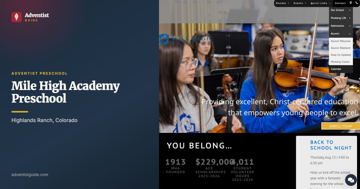 The Mile High Academy Preschool website