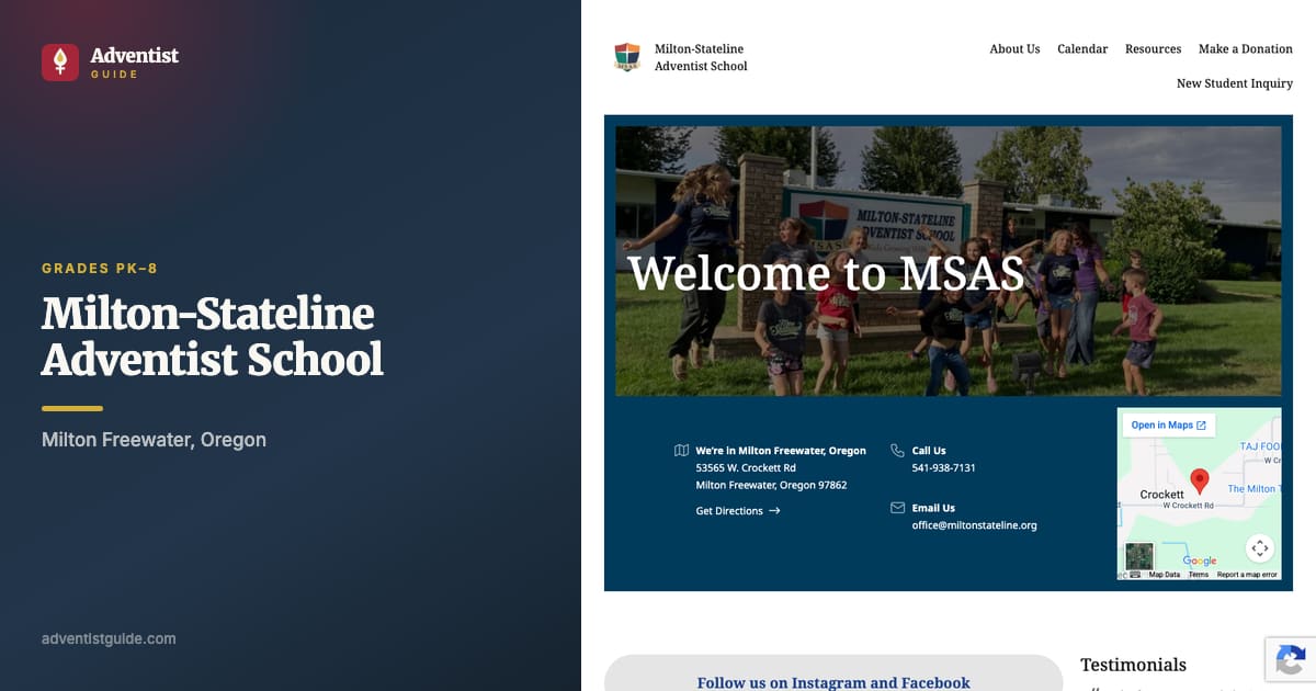 The Milton-Stateline Adventist School website