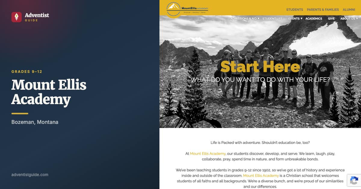 The Mount Ellis Academy website
