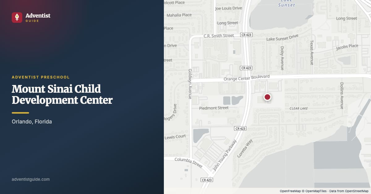 Map showing Mount Sinai Child Development Center in Orlando, Florida
