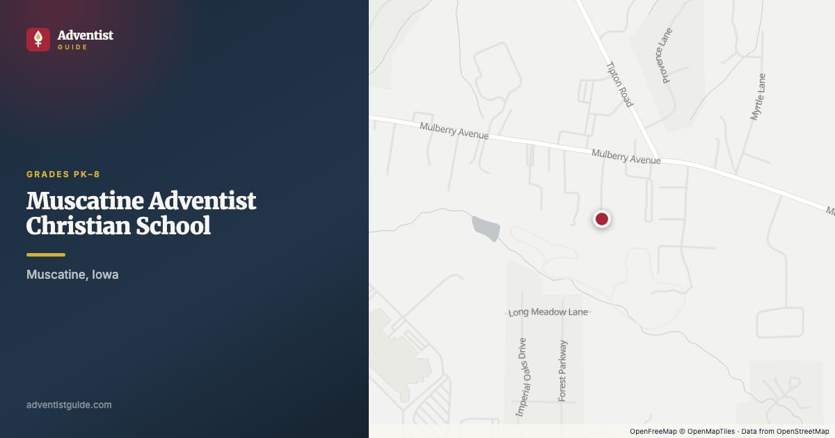 Map showing Muscatine Adventist Christian School in Muscatine, Iowa