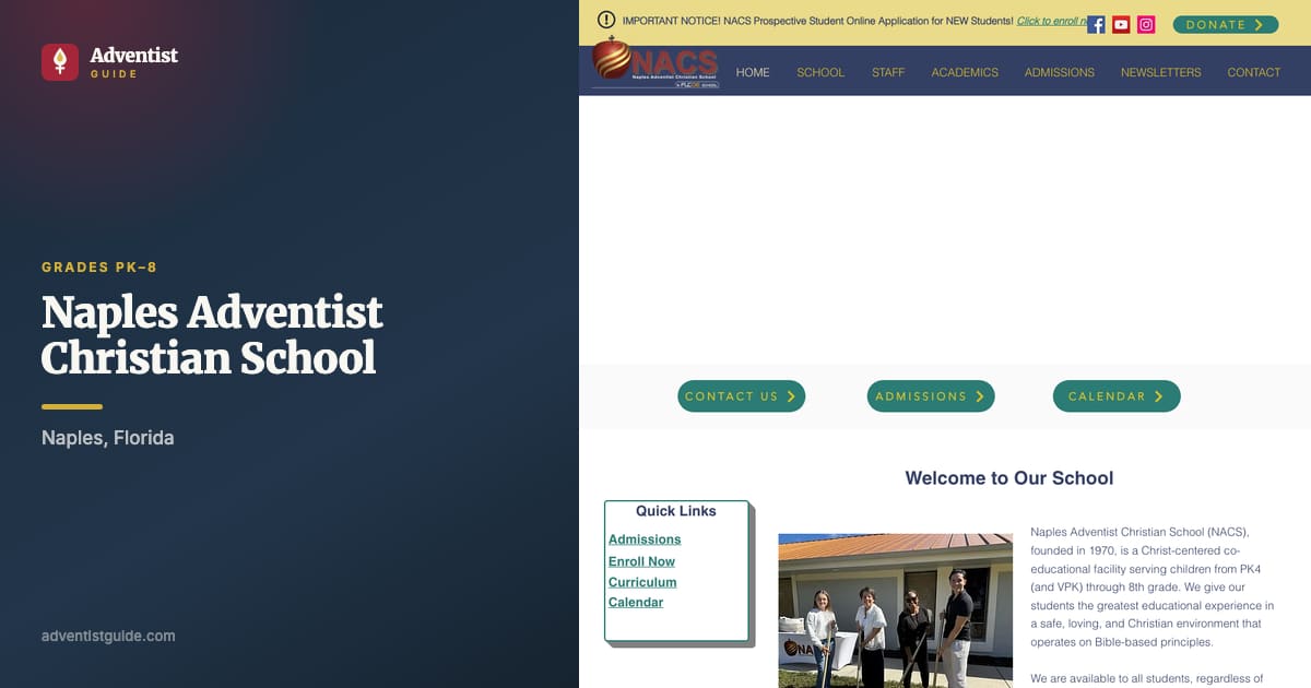 The Naples Adventist Christian School website
