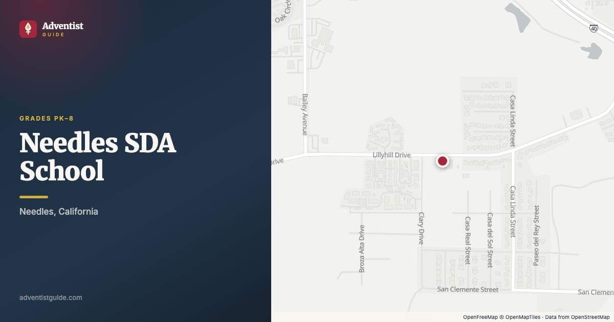 Map showing Needles SDA School in Needles, California