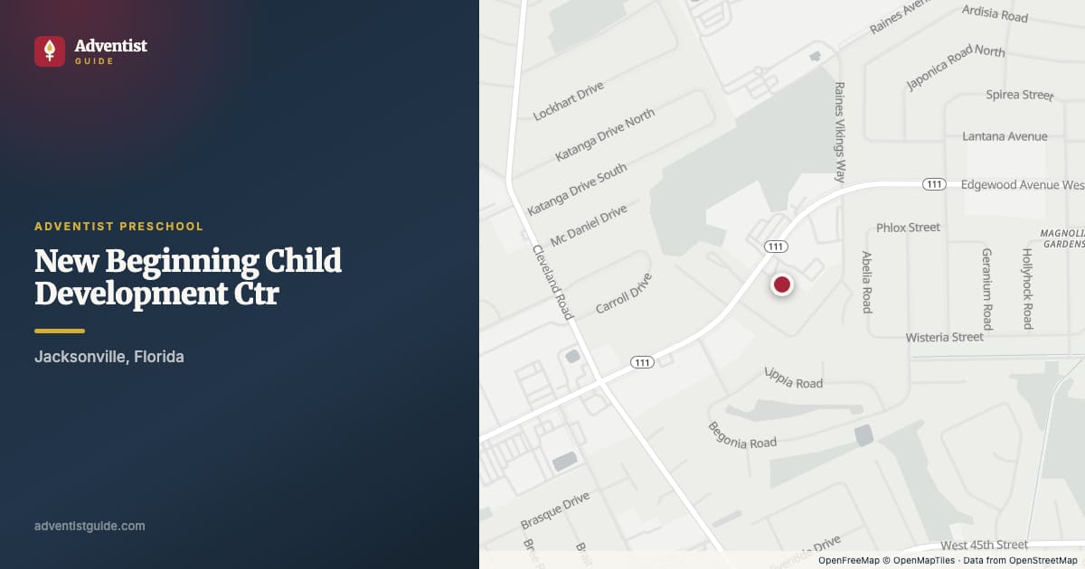 Map showing New Beginning Child Development Ctr in Jacksonville, Florida