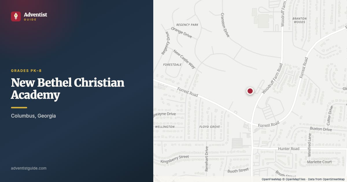 Map showing New Bethel Christian Academy in Columbus, Georgia
