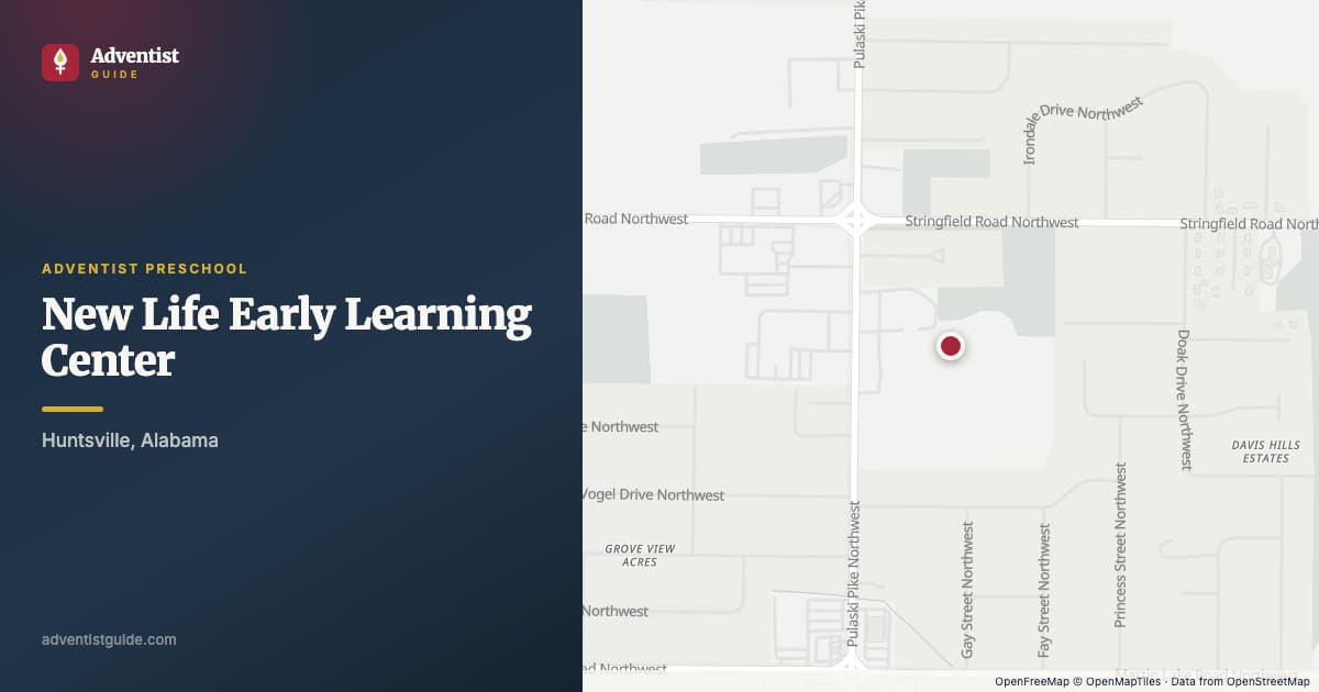 Map showing New Life Early Learning Center in Huntsville, Alabama