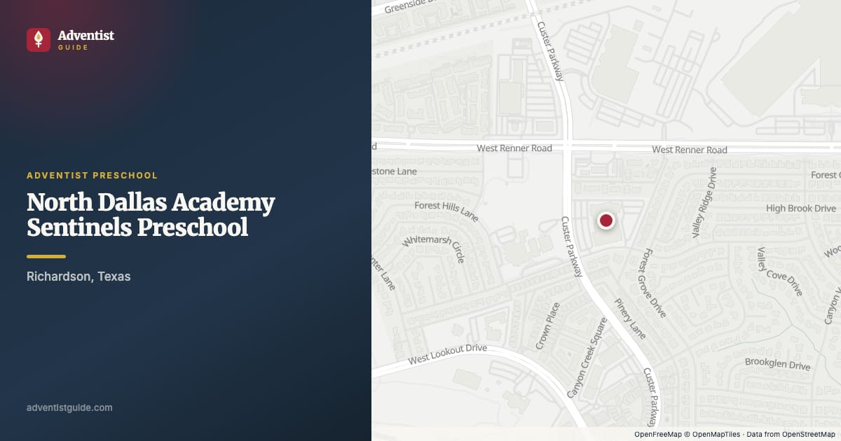 Map showing North Dallas Academy Sentinels Preschool in Richardson, Texas