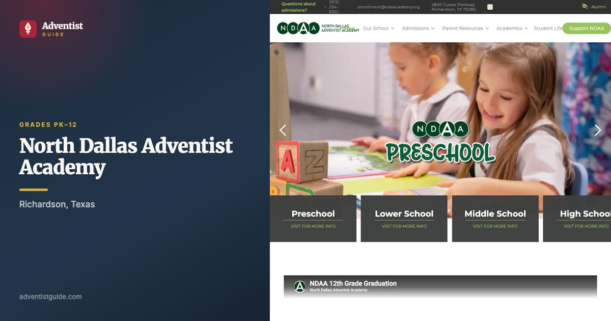 The North Dallas Adventist Academy website