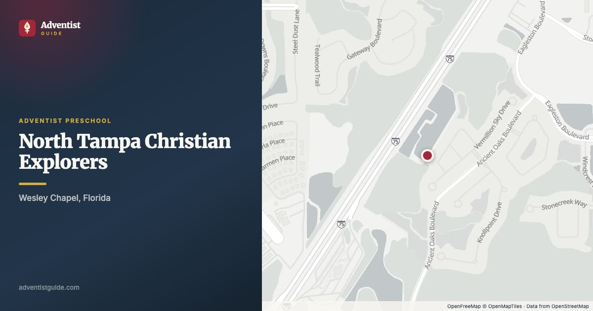 Map showing North Tampa Christian Explorers in Wesley Chapel, Florida