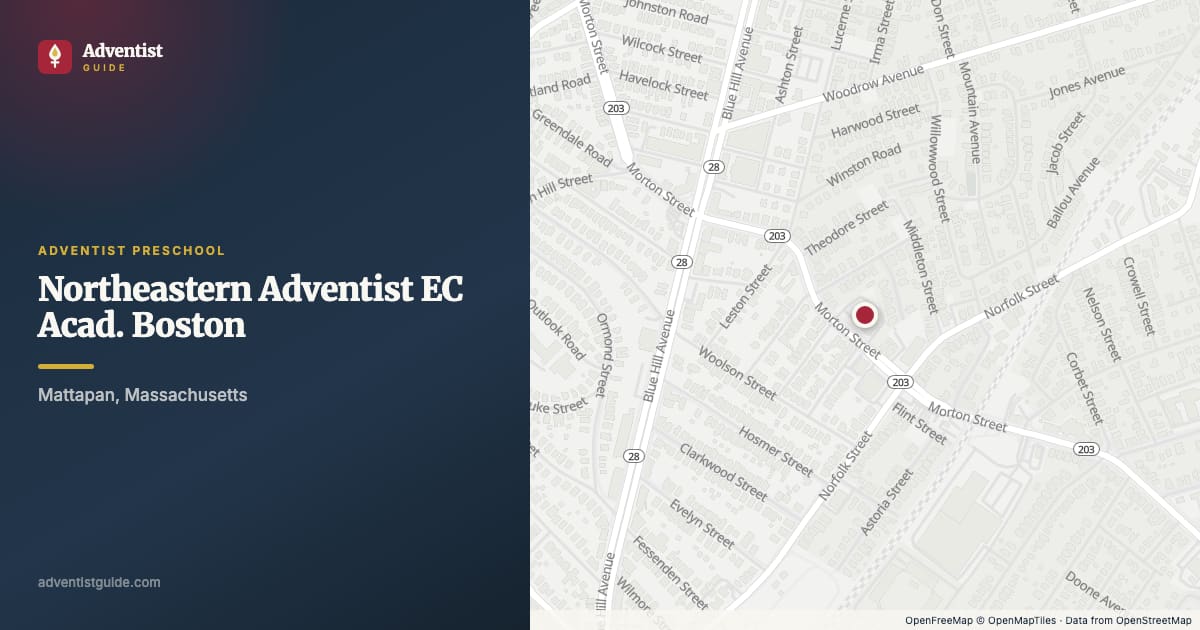 Map showing Northeastern Adventist EC Acad. Boston in Mattapan, Massachusetts