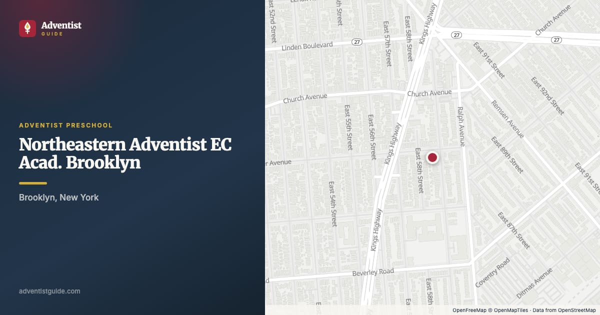 Map showing Northeastern Adventist EC Acad. Brooklyn in Brooklyn, New York