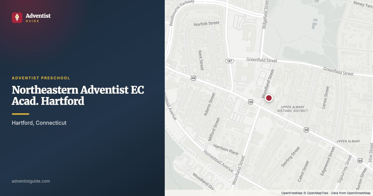 Map showing Northeastern Adventist EC Acad. Hartford in Hartford, Connecticut