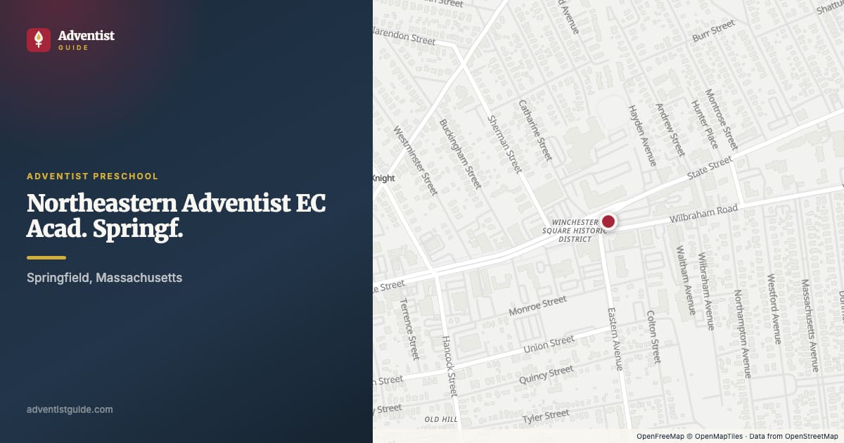 Map showing Northeastern Adventist EC Acad. Springf. in Springfield, Massachusetts