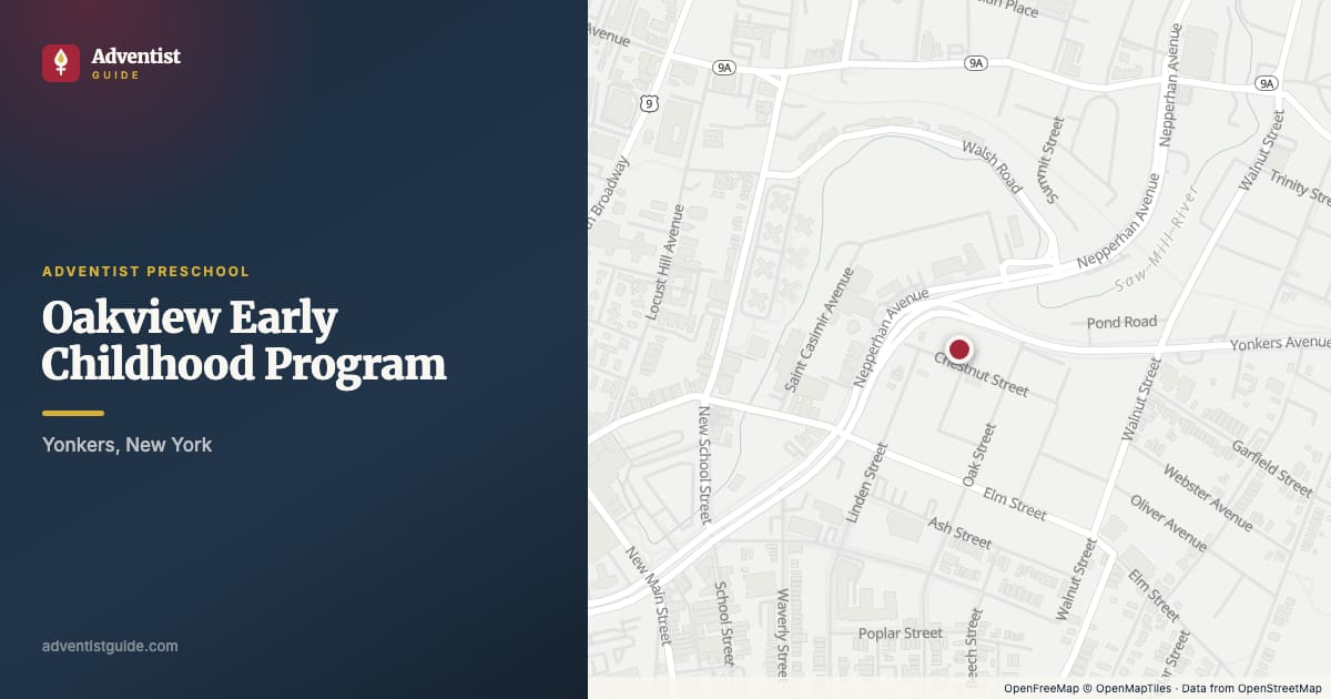 Map showing Oakview Early Childhood Program in Yonkers, New York