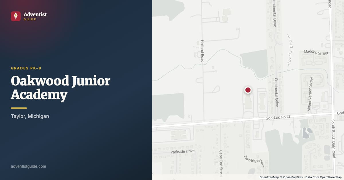 Map showing Oakwood Junior Academy in Taylor, Michigan