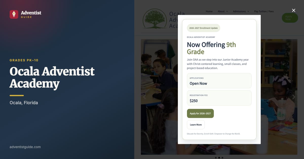 The Ocala Adventist Academy website