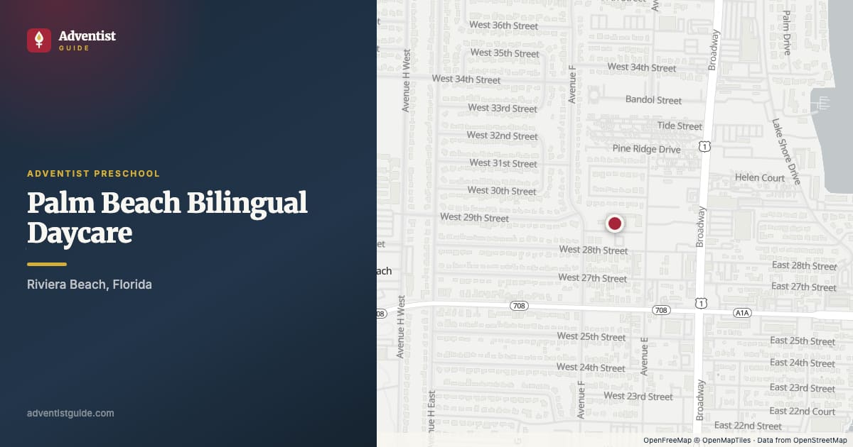 Map showing Palm Beach Bilingual Daycare in Riviera Beach, Florida