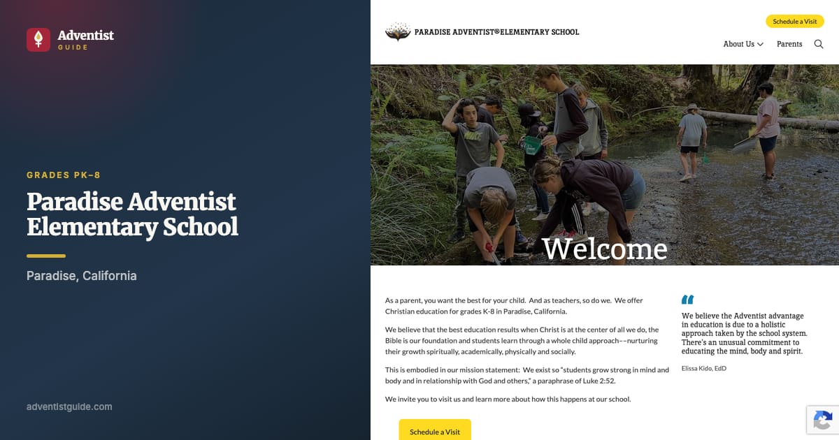 The Paradise Adventist Elementary School website