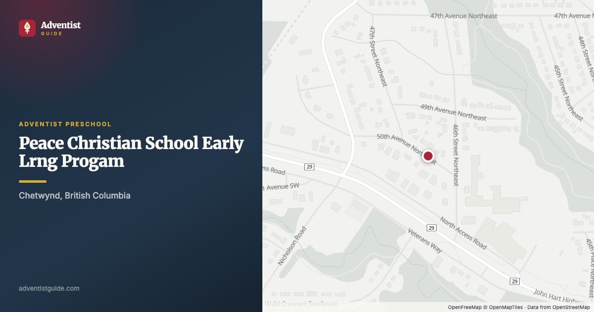 Map showing Peace Christian School Early Lrng Progam in Chetwynd, British Columbia