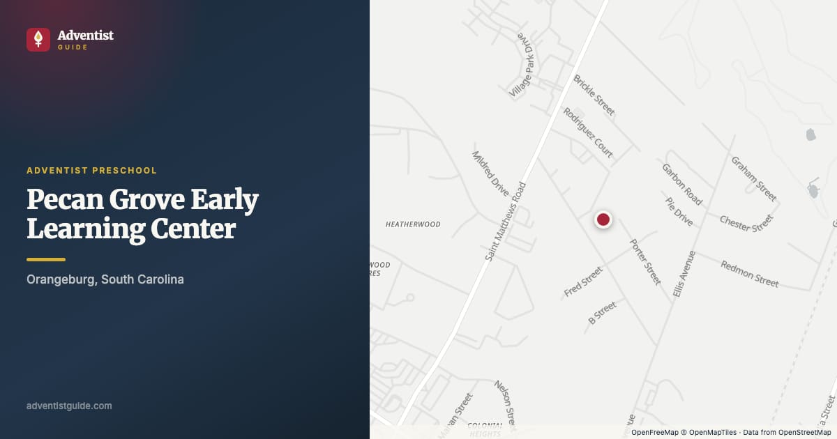 Map showing Pecan Grove Early Learning Center in Orangeburg, South Carolina