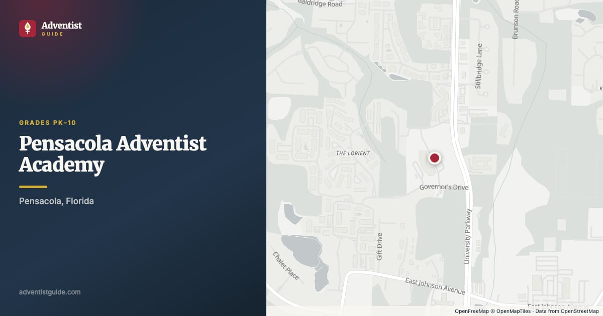Map showing Pensacola Adventist Academy in Pensacola, Florida