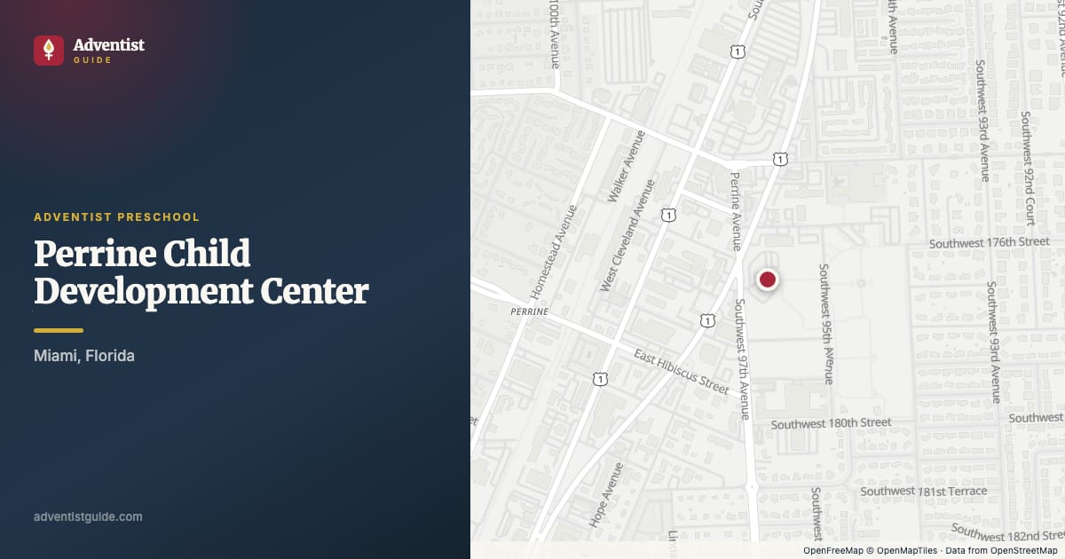 Map showing Perrine Child Development Center in Miami, Florida