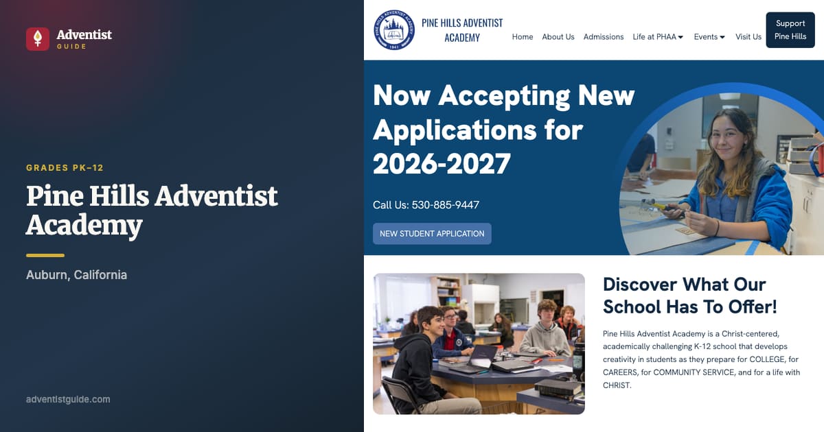 The Pine Hills Adventist Academy website