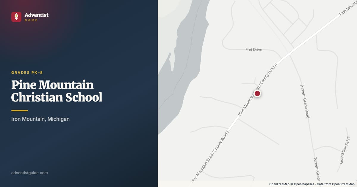Map showing Pine Mountain Christian School in Iron Mountain, Michigan