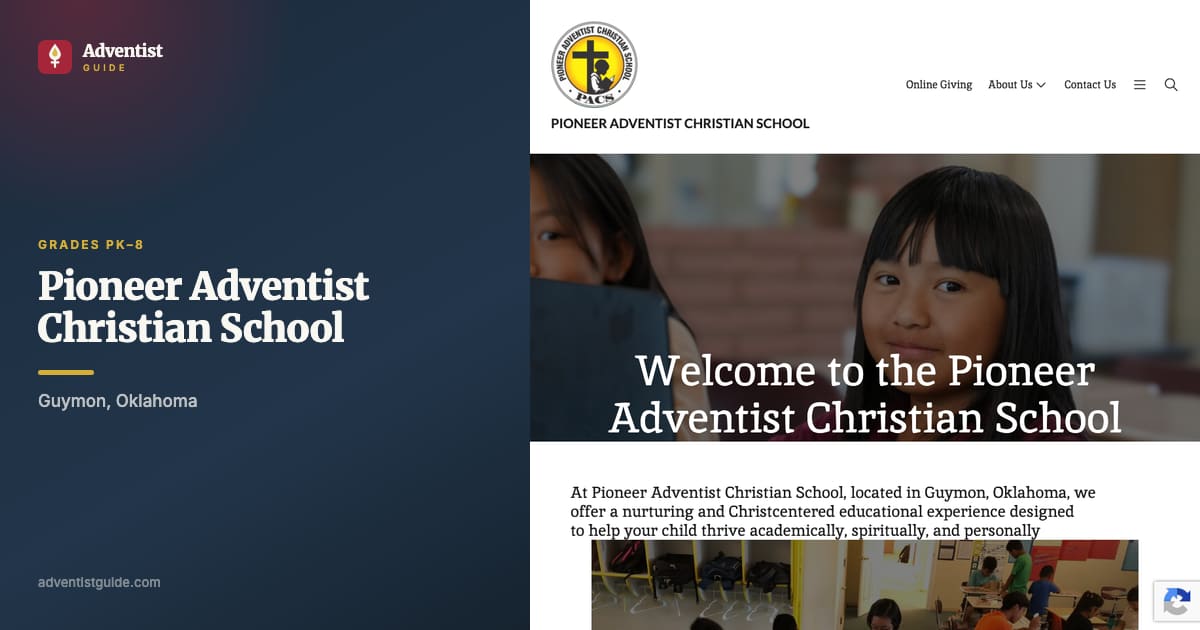 The Pioneer Adventist Christian School website
