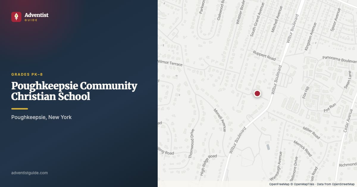 Map showing Poughkeepsie Community Christian School in Poughkeepsie, New York
