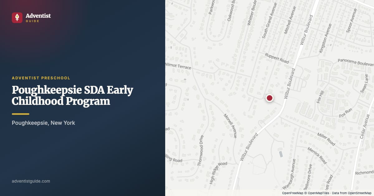 Map showing Poughkeepsie SDA Early Childhood Program in Poughkeepsie, New York