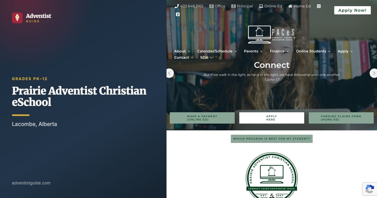 The Prairie Adventist Christian eSchool website