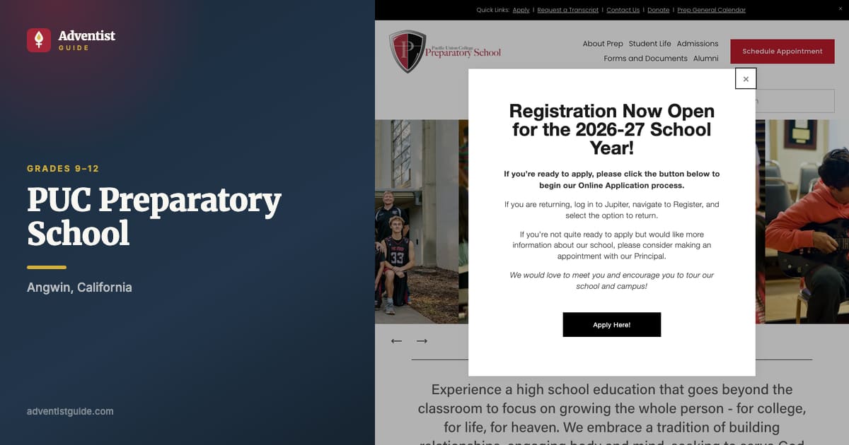 The PUC Preparatory School website