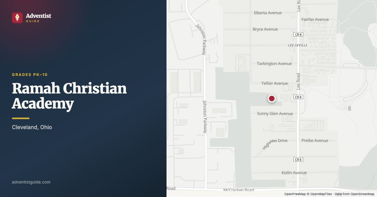 Map showing Ramah Christian Academy in Cleveland, Ohio