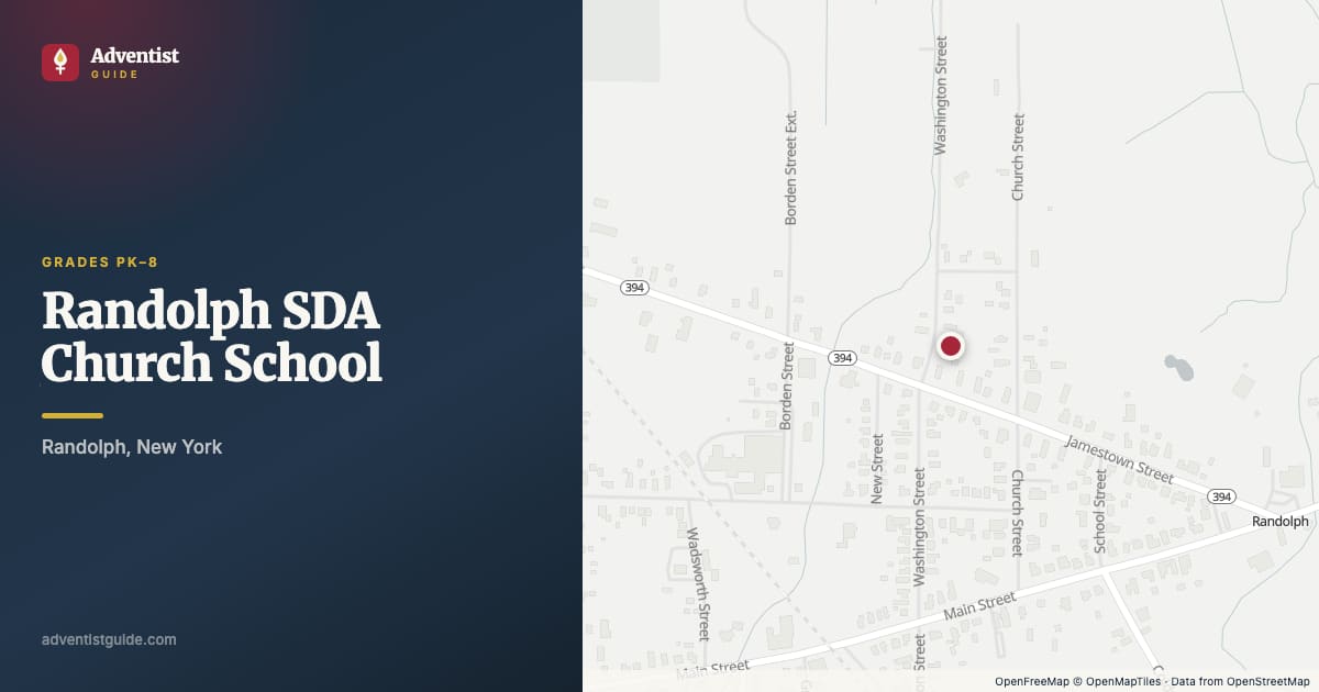 Map showing Randolph SDA Church School in Randolph, New York