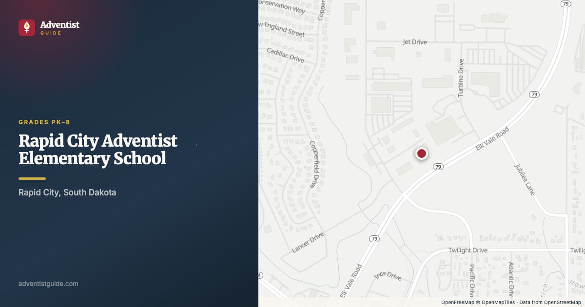 Map showing Rapid City Adventist Elementary School in Rapid City, South Dakota