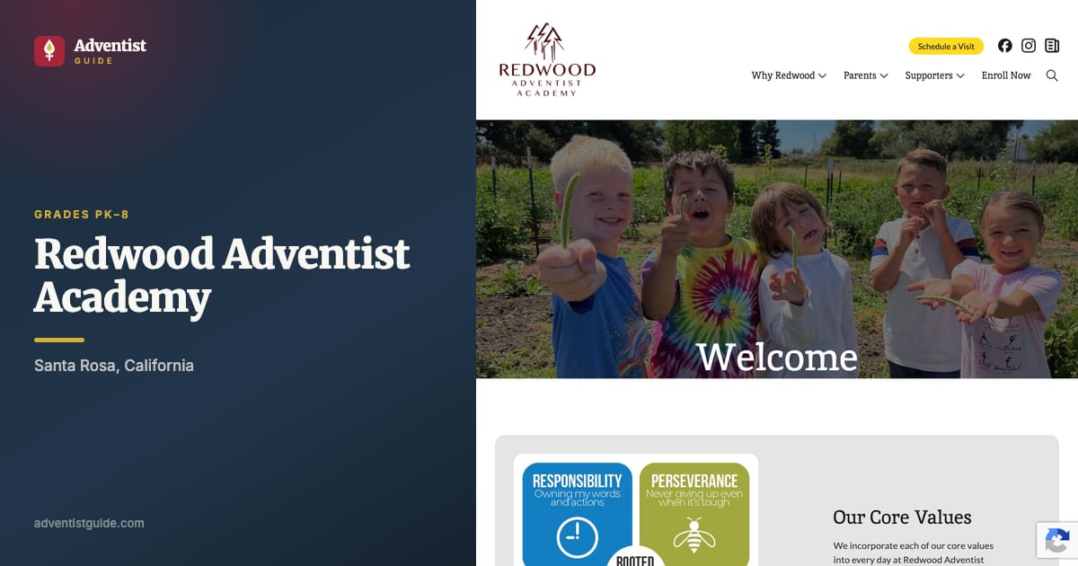 The Redwood Adventist Academy website