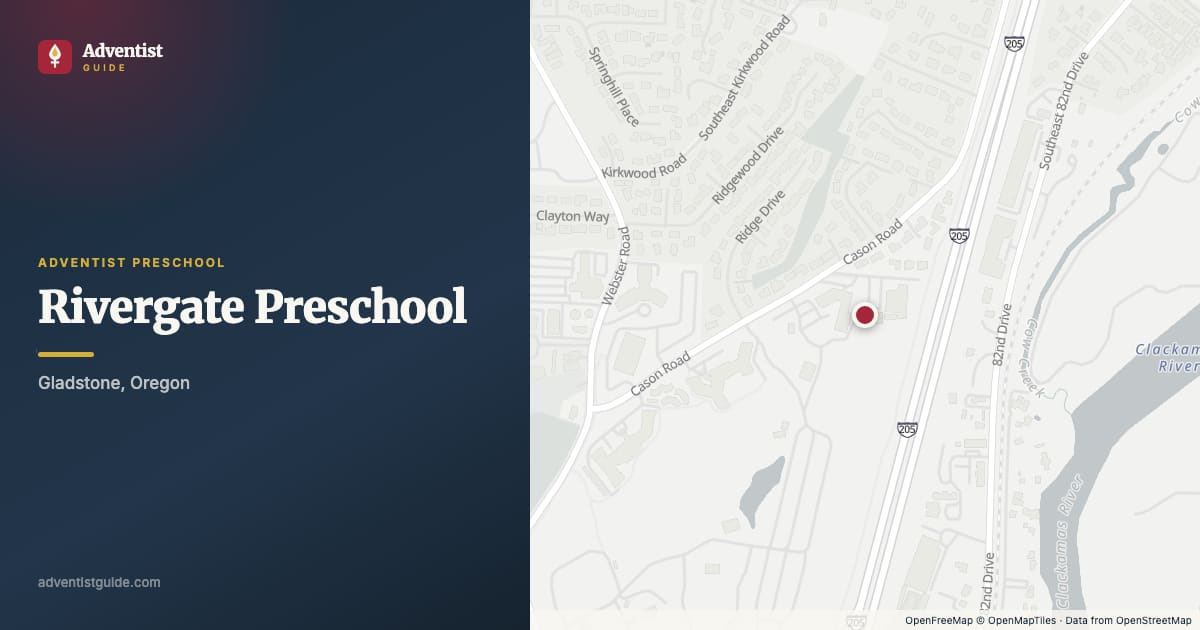 Map showing Rivergate Preschool in Gladstone, Oregon
