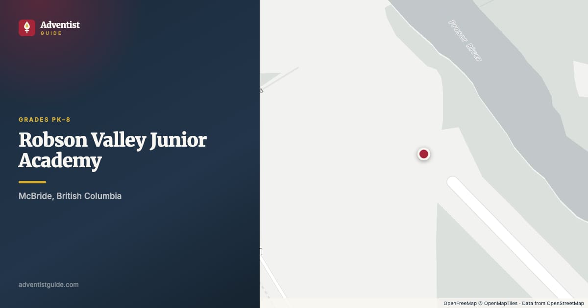 Map showing Robson Valley Junior Academy in McBride, British Columbia