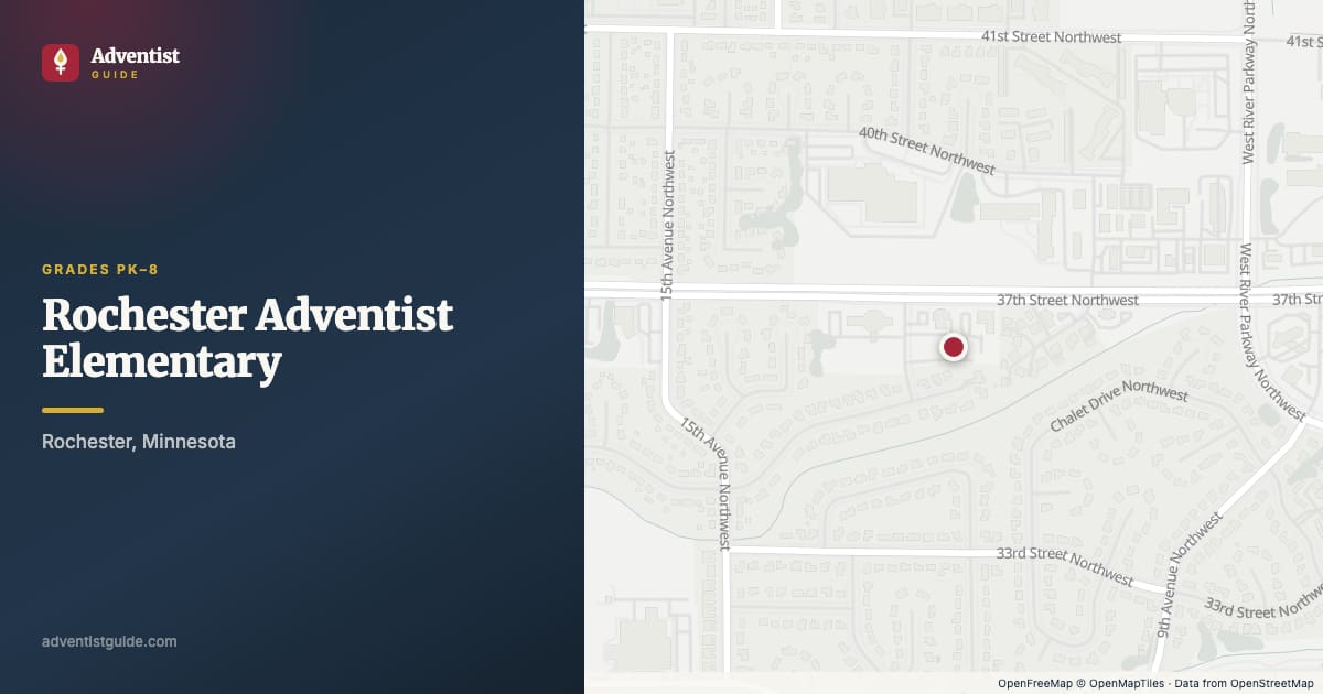 Map showing Rochester Adventist Elementary in Rochester, Minnesota