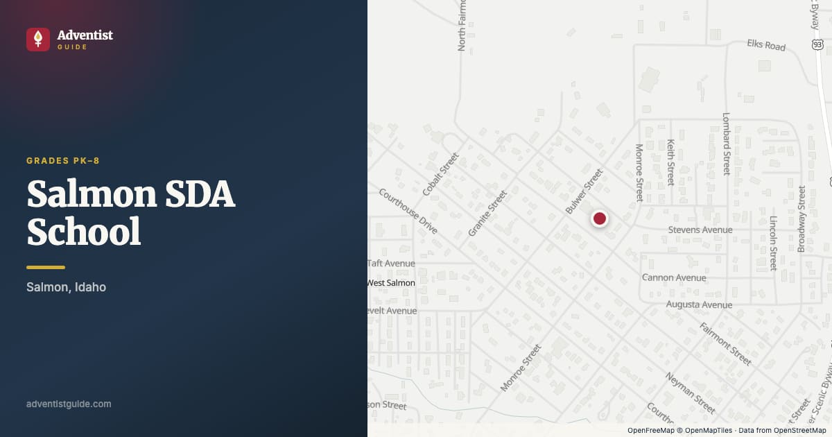 Map showing Salmon SDA School in Salmon, Idaho
