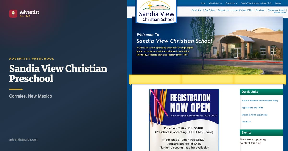 The Sandia View Christian Preschool website