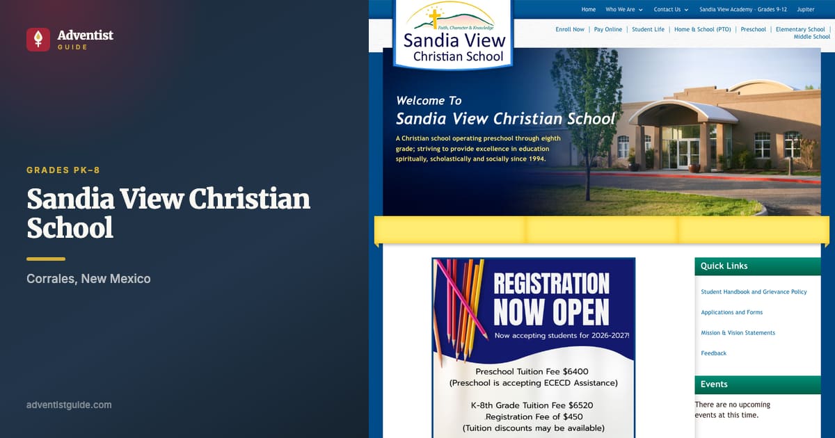 The Sandia View Christian School website