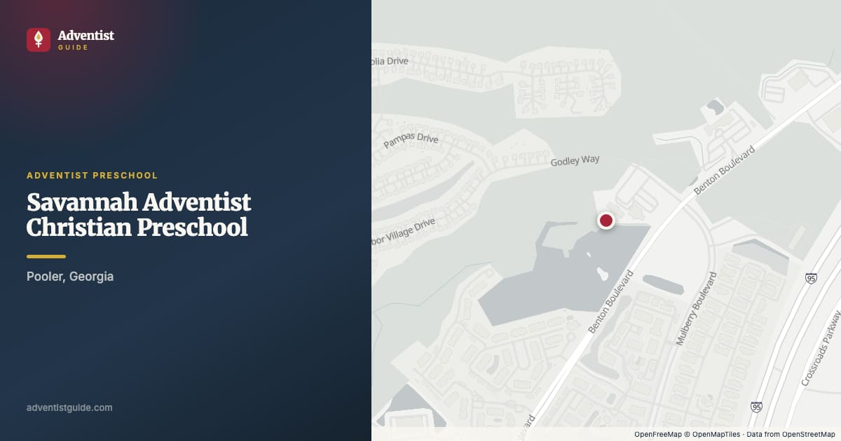 Map showing Savannah Adventist Christian Preschool in Pooler, Georgia