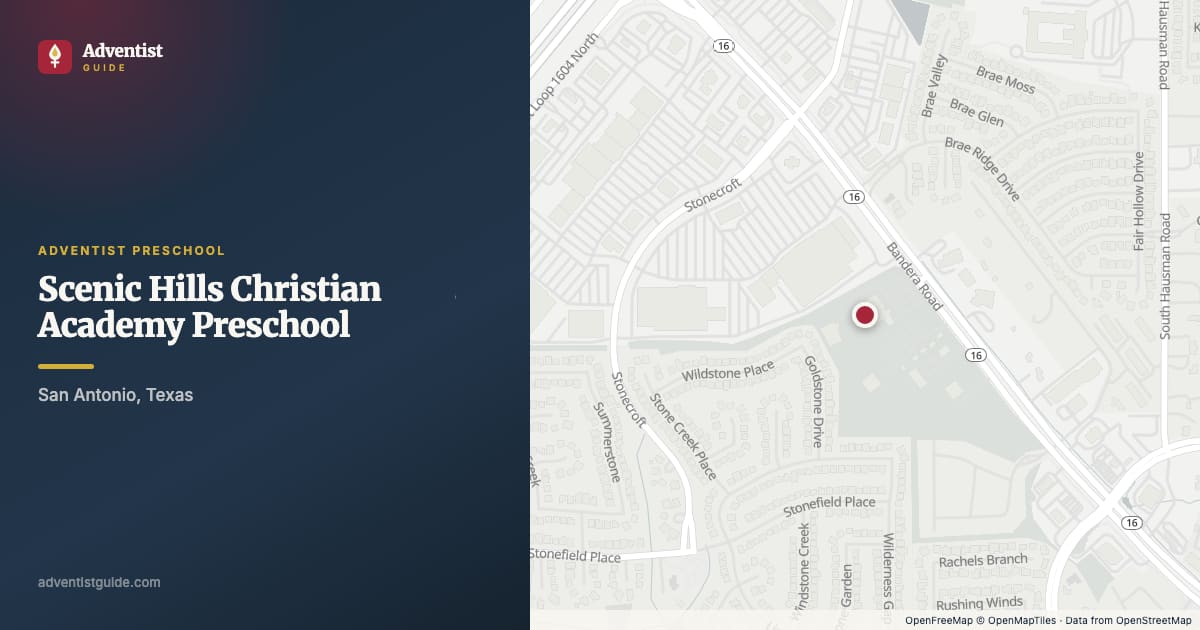 Map showing Scenic Hills Christian Academy Preschool in San Antonio, Texas