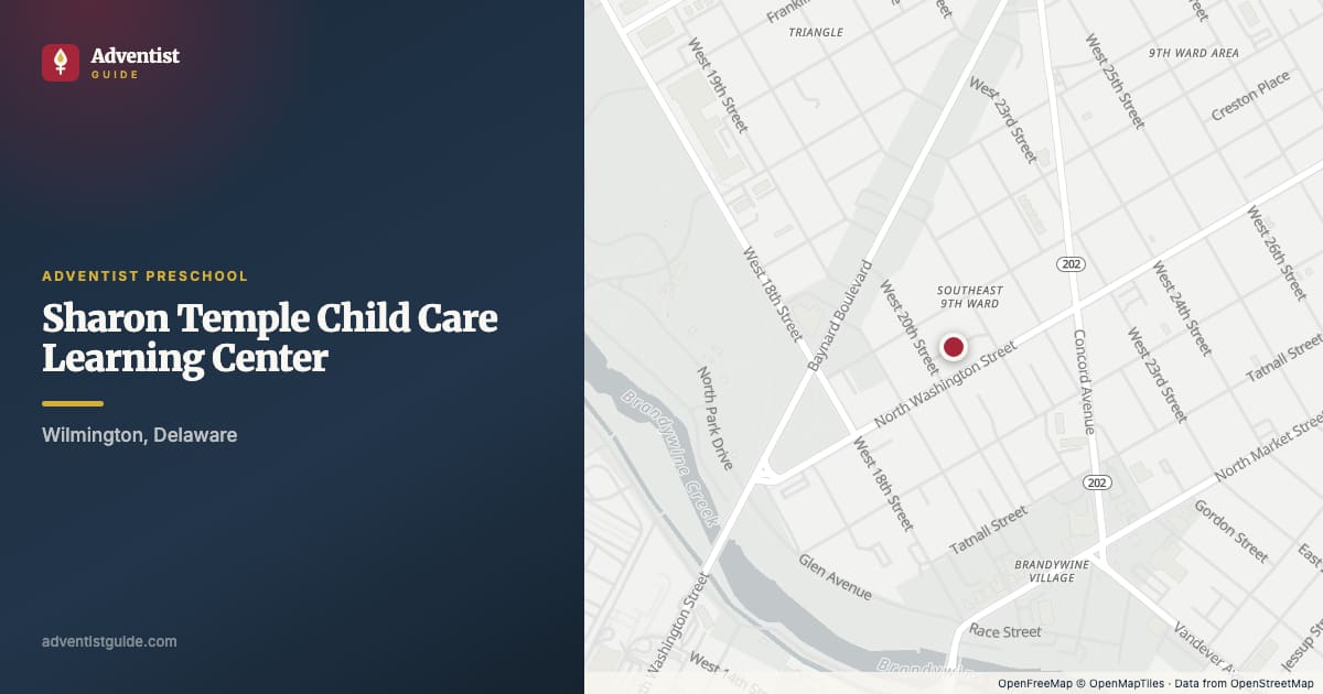Map showing Sharon Temple Child Care Learning Center in Wilmington, Delaware
