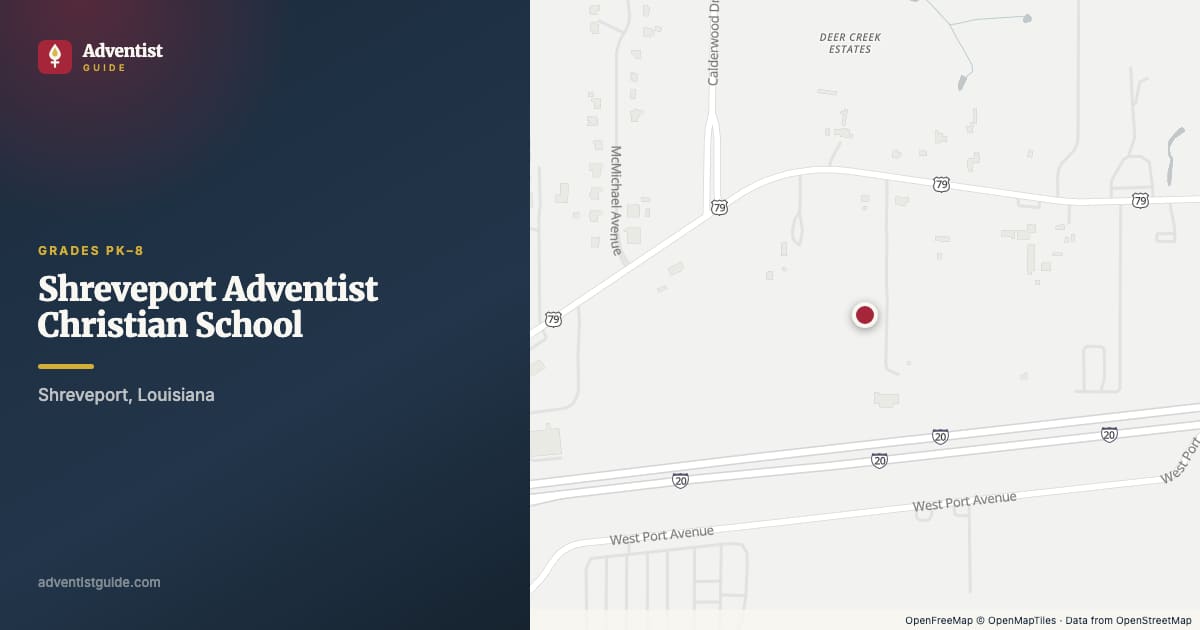 Map showing Shreveport Adventist Christian School in Shreveport, Louisiana