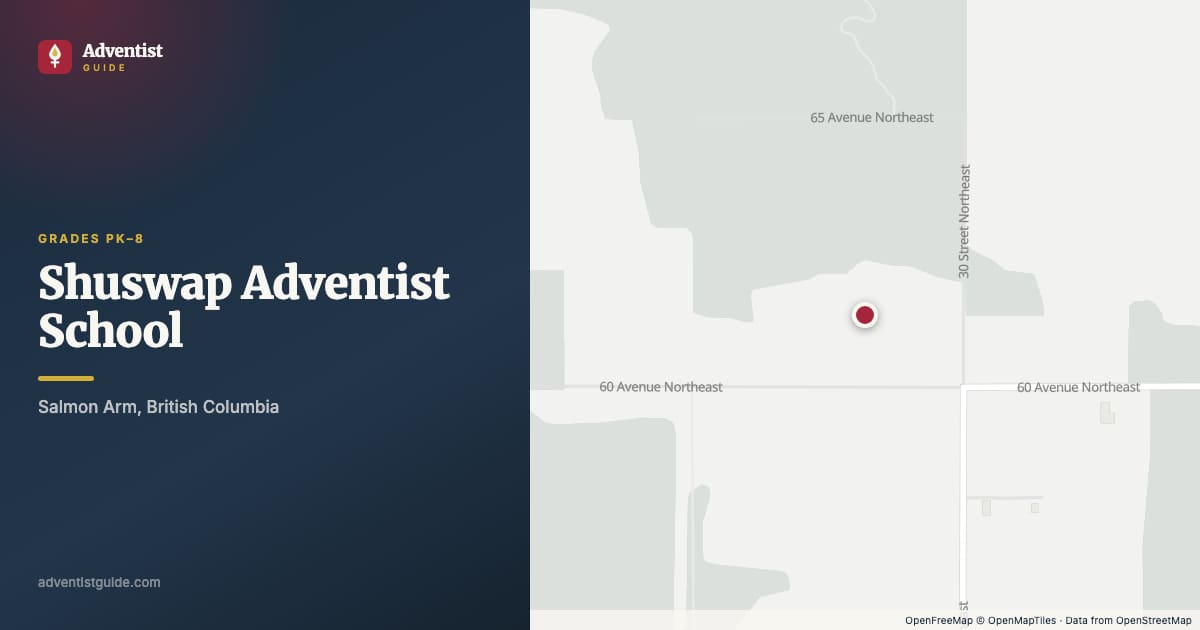 Map showing Shuswap Adventist School in Salmon Arm, British Columbia