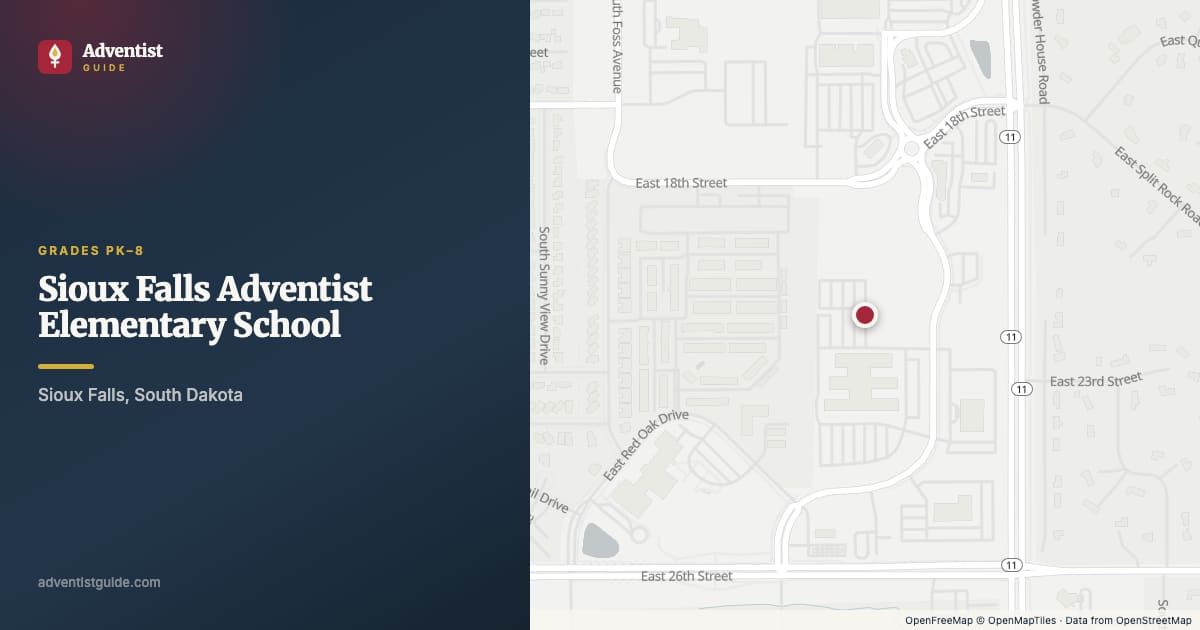 Map showing Sioux Falls Adventist Elementary School in Sioux Falls, South Dakota